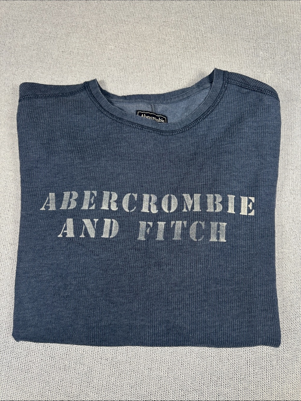 Abercrombie & Fitch Y2K Navy Blue Long Sleeve Shirt Spellout Cotton Medium